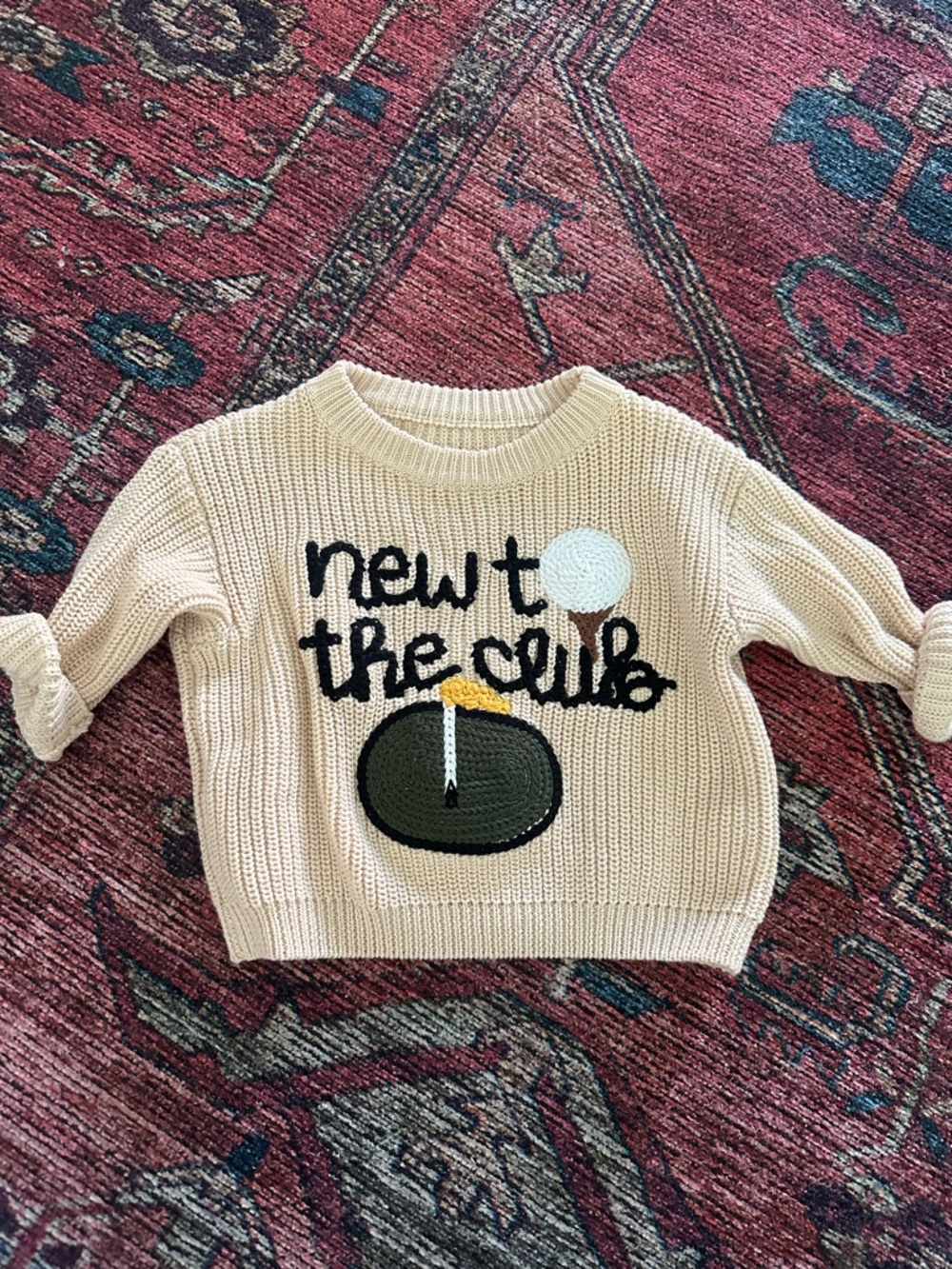 BABY 0-3 MONTH NEW TO THE CLUB GRAPHIC KNITTED SWEATER